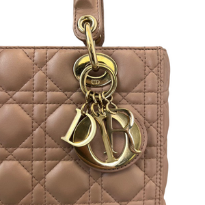 Lambskin Cannage Medium Lady Dior Top Flap Beige GHW