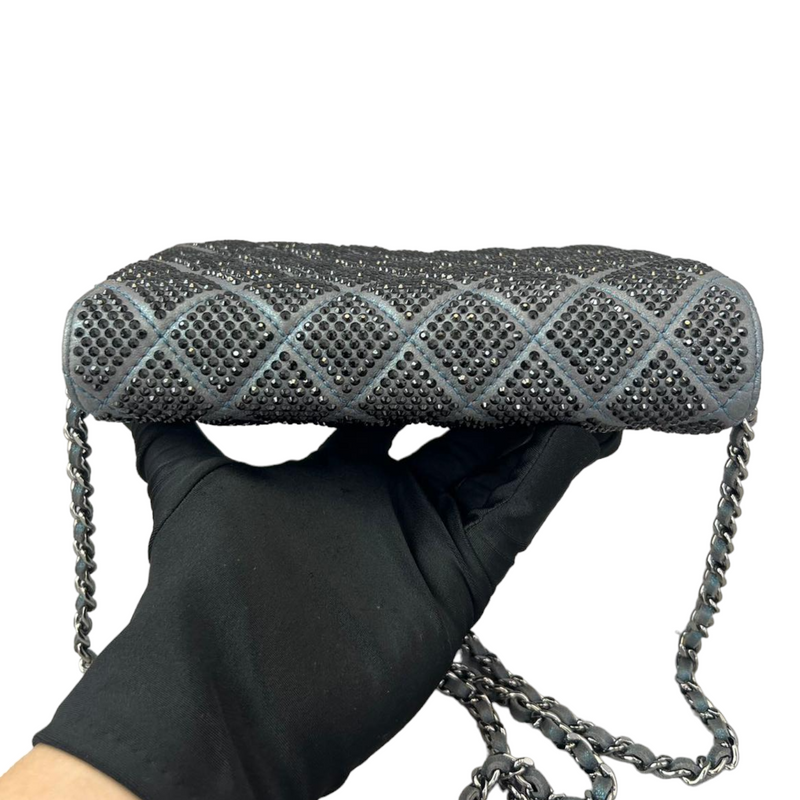 Crystal Quilted Wallet On Chain WOC Dark Blue SHW