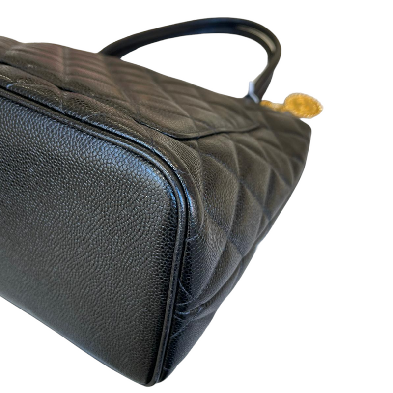 Caviar Quilted Vintage Medallion Tote Black GHW