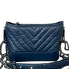 Aged Calfskin Quilted Small Gabrielle Hobo Navy MHW
