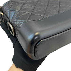 Aged Calfskin Quilted Small Gabrielle Hobo Black MHW