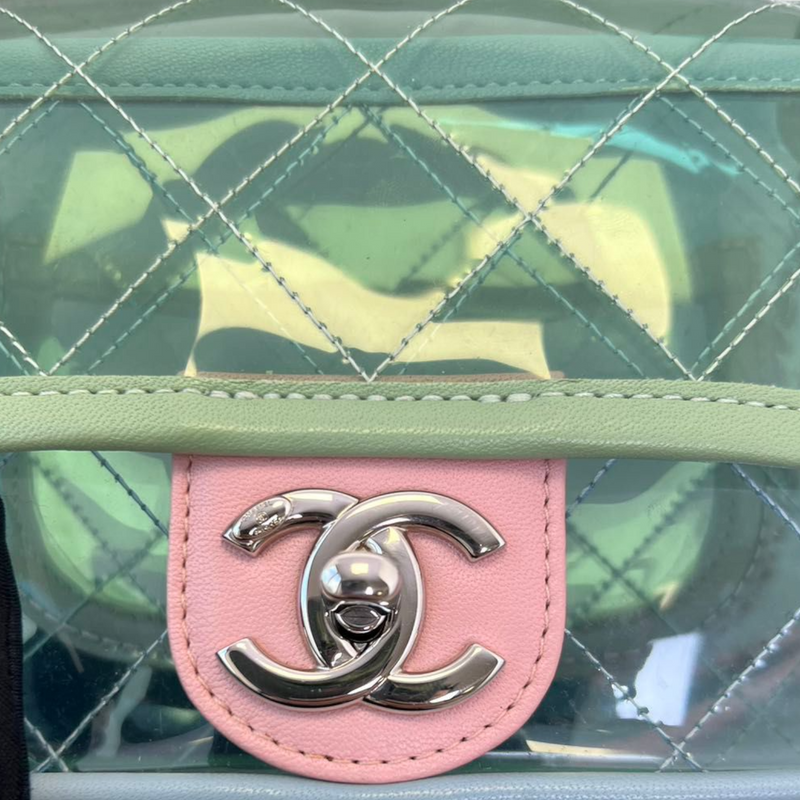 Chanel PVC Coco Splash Mini Flap Bag Pink Green Blue | Dearluxe