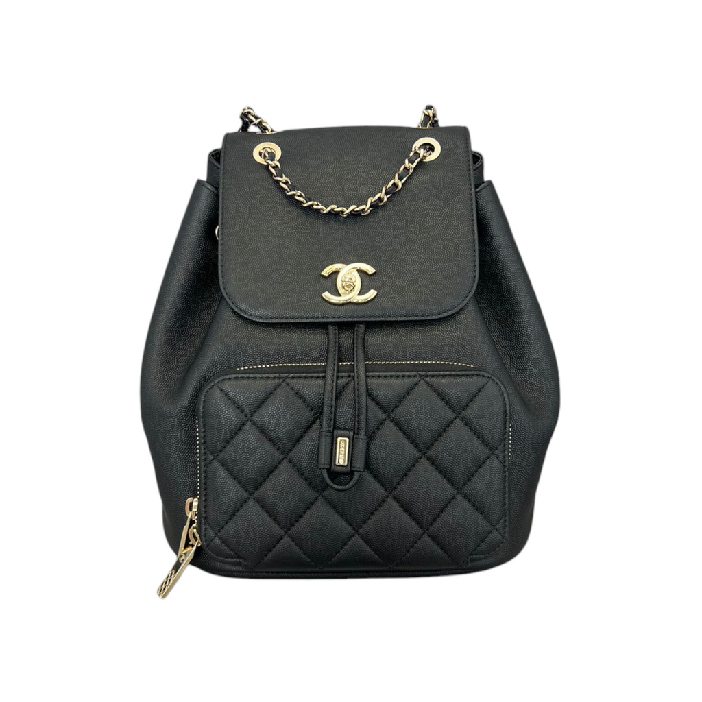 Caviar Quilted Business Affinity Backpack Black GHW