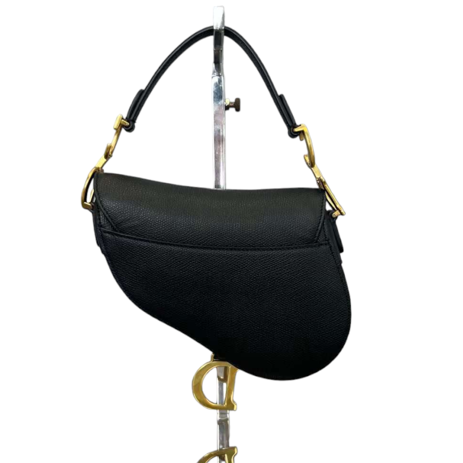 Christian Dior Mini Saddle Bag Black with Additional Strap GHW
