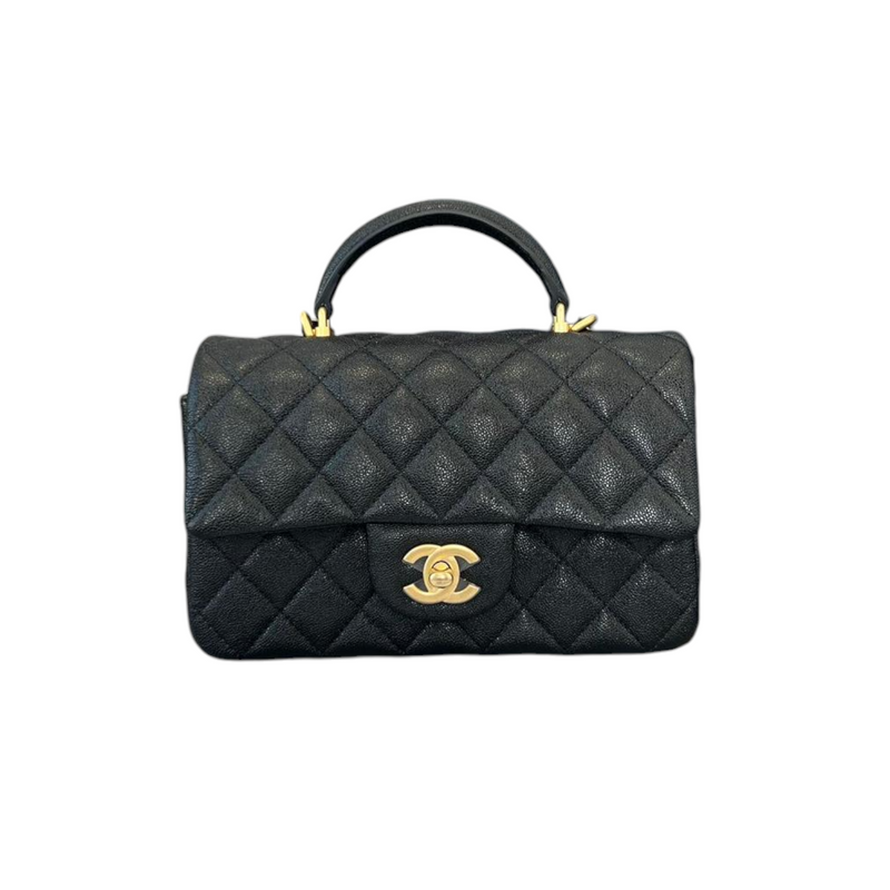 CHANEL, Bags, Chanel Lambskin Quilted Small Top Handle Vanity Case With Chain  Black