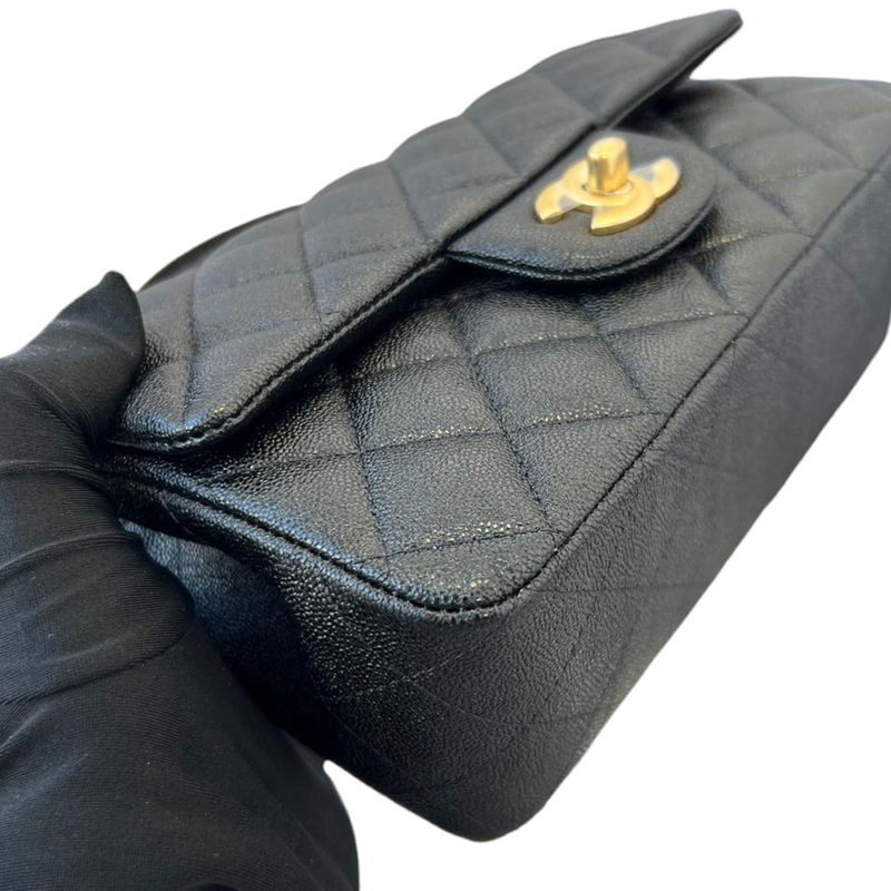 Caviar Quilted Mini Top Handle Rectangular Caviar Black GHW