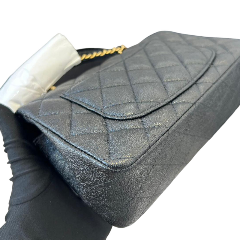 Caviar Quilted Mini Top Handle Rectangular Caviar Black GHW