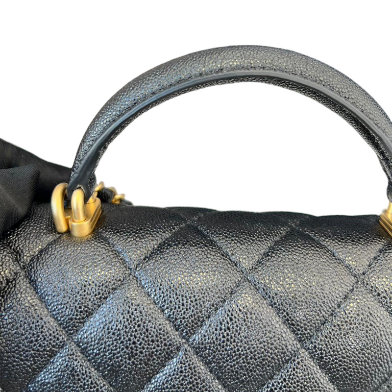 Caviar Quilted Mini Top Handle Rectangular Caviar Black GHW