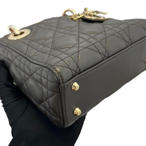 Lambskin Cannage Mini Lady Dior Black Gold Strap GHW