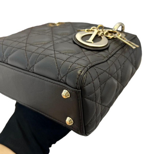 Lambskin Cannage Mini Lady Dior Black Gold Strap GHW