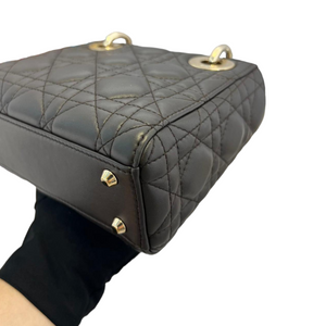 Lambskin Cannage Mini Lady Dior Black Gold Strap GHW