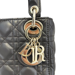 Lambskin Cannage Mini Lady Dior Black Gold Strap GHW
