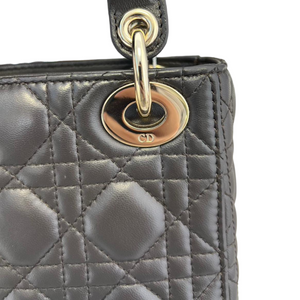 Lambskin Cannage Mini Lady Dior Black Gold Strap GHW