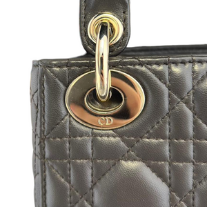 Lambskin Cannage Mini Lady Dior Black Gold Strap GHW
