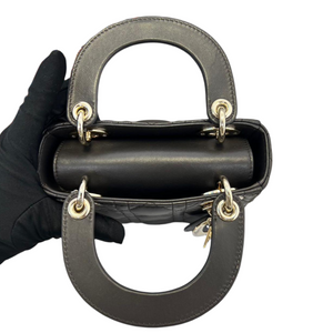 Lambskin Cannage Mini Lady Dior Black Gold Strap GHW