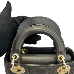Lambskin Cannage Mini Lady Dior Black Gold Strap GHW