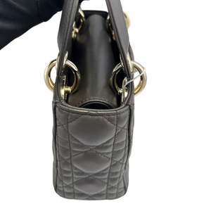 Lambskin Cannage Mini Lady Dior Black Gold Strap GHW