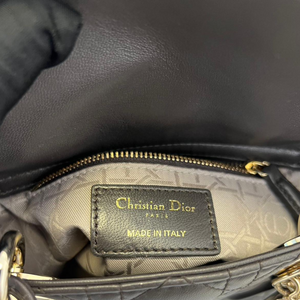 Lambskin Cannage Mini Lady Dior Black Gold Strap GHW