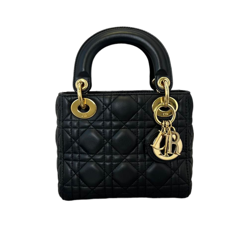 Lambskin Cannage Mini Lady Dior Black GHW