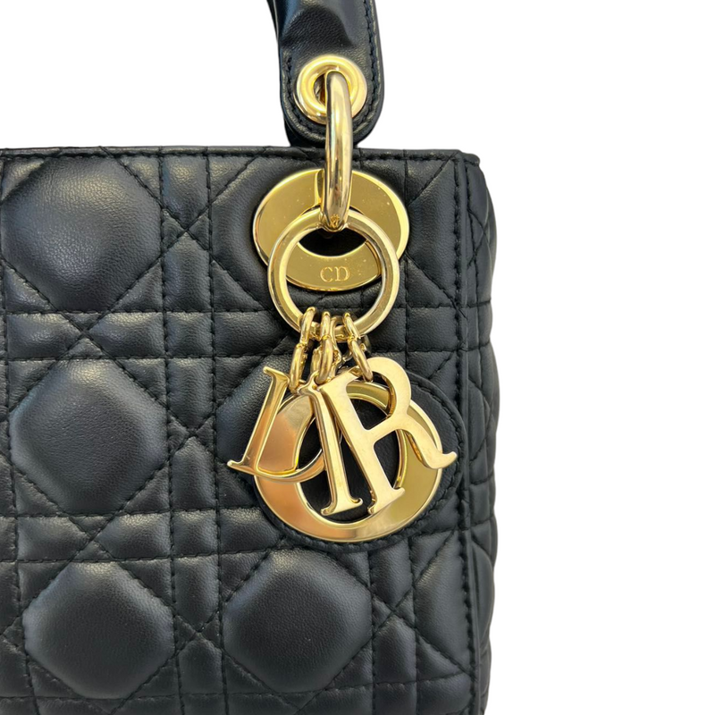 Lambskin Cannage Mini Lady Dior Black GHW