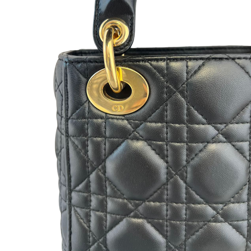 Lambskin Cannage Mini Lady Dior Black GHW