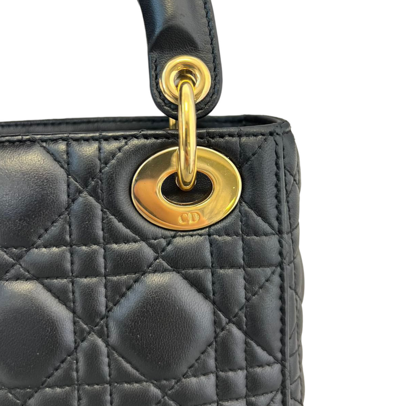 Lambskin Cannage Mini Lady Dior Black GHW