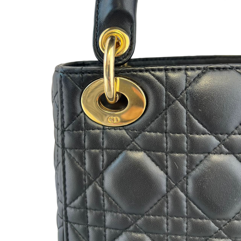 Lambskin Cannage Mini Lady Dior Black GHW