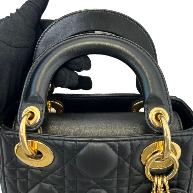 Lambskin Cannage Mini Lady Dior Black GHW