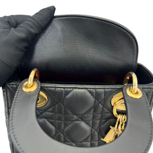 Lambskin Cannage Mini Lady Dior Black GHW