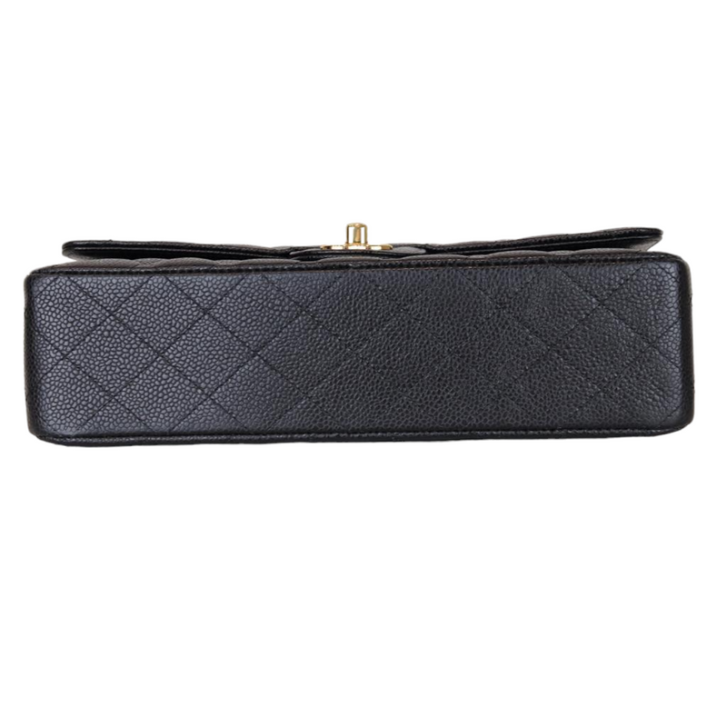 Caviar Quilted Medium Double Flap Black GHW