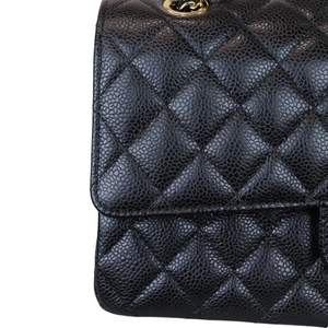 Caviar Quilted Medium Double Flap Black GHW