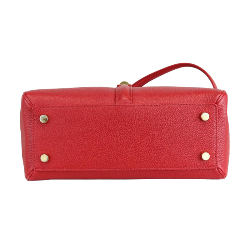 Grained Calfskin Small 16 Top Handle Red GHW