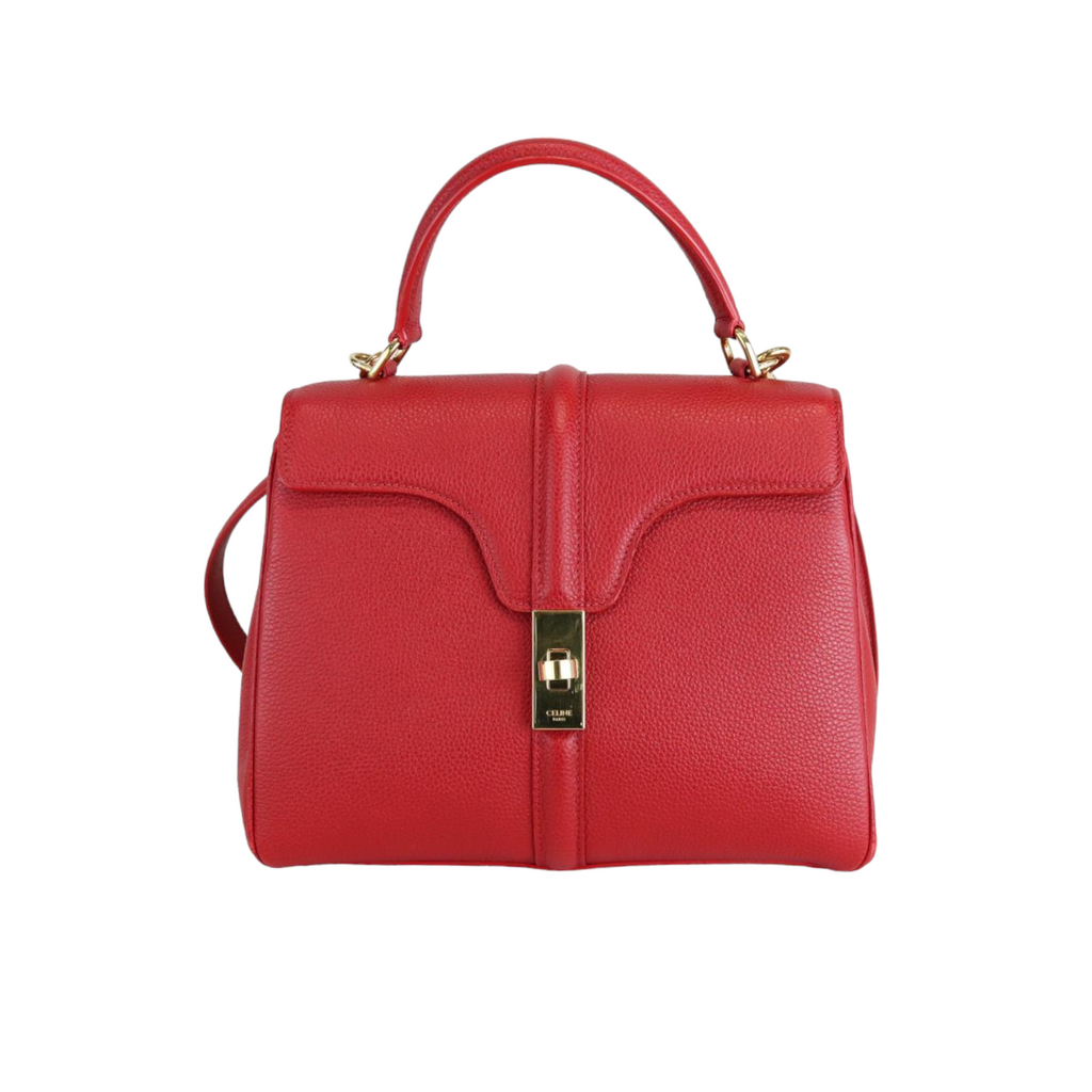 Grained Calfskin Small 16 Top Handle Red GHW