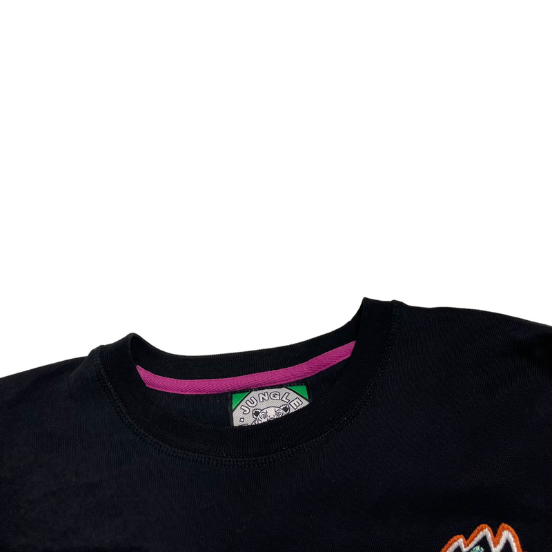 Women Tiger Embroidered Cotton Medium Sweater Black