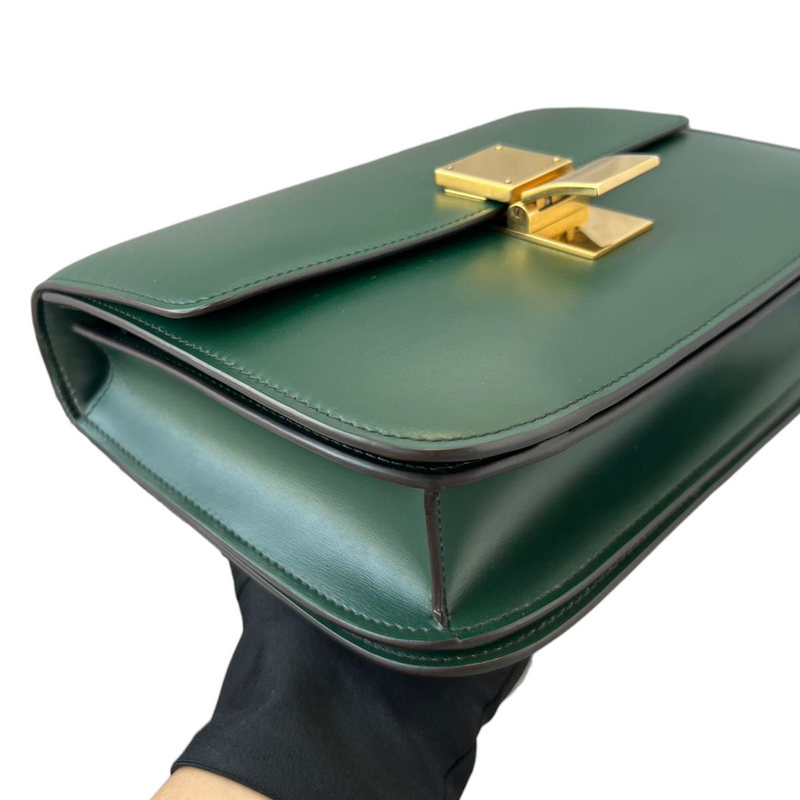 Box Calfskin Medium Classic Box Flap Bag Green GHW