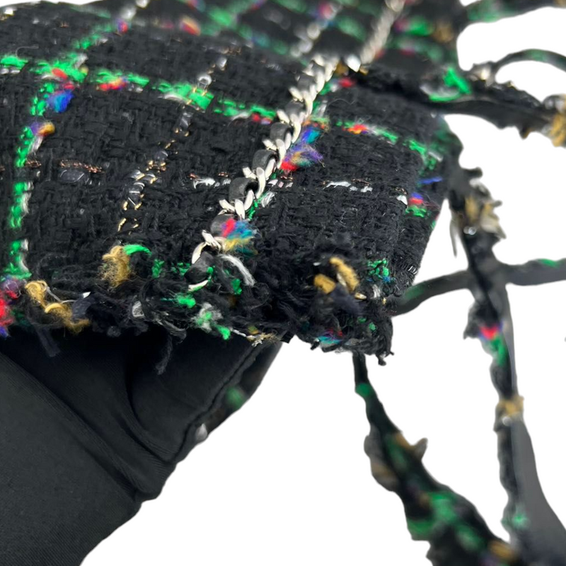 Robot Shoulder Tote Tweed Black Green SHW