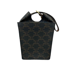 Strap Box Top Handle Bag Triomphe Coated Canvas Brown GHW
