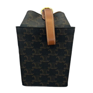 Strap Box Top Handle Bag Triomphe Coated Canvas Brown GHW