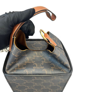 Strap Box Top Handle Bag Triomphe Coated Canvas Brown GHW