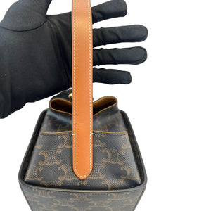 Strap Box Top Handle Bag Triomphe Coated Canvas Brown GHW