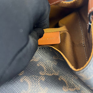 Strap Box Top Handle Bag Triomphe Coated Canvas Brown GHW