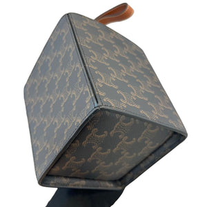 Strap Box Top Handle Bag Triomphe Coated Canvas Brown GHW