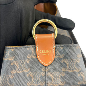 Strap Box Top Handle Bag Triomphe Coated Canvas Brown GHW