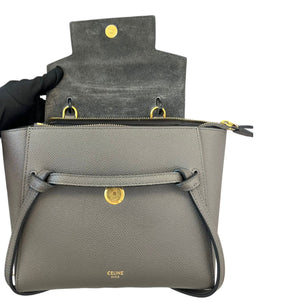 Grained Calfskin Nano Belt Bag Grey GHW