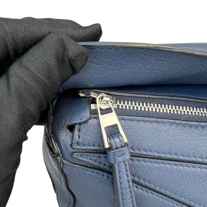 Calfskin Mini Puzzle Bag Blue SHW