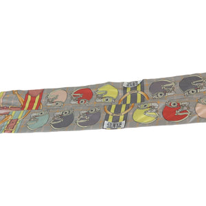 Twilly Set Silk Scarf in Yellow, Red, Silver and Coral Geometric Design