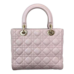 Lambskin Cannage Medium Lady Dior Pink GHW