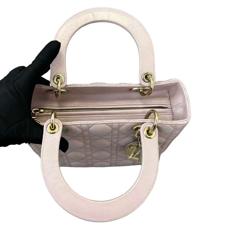 Lambskin Cannage Medium Lady Dior Pink GHW