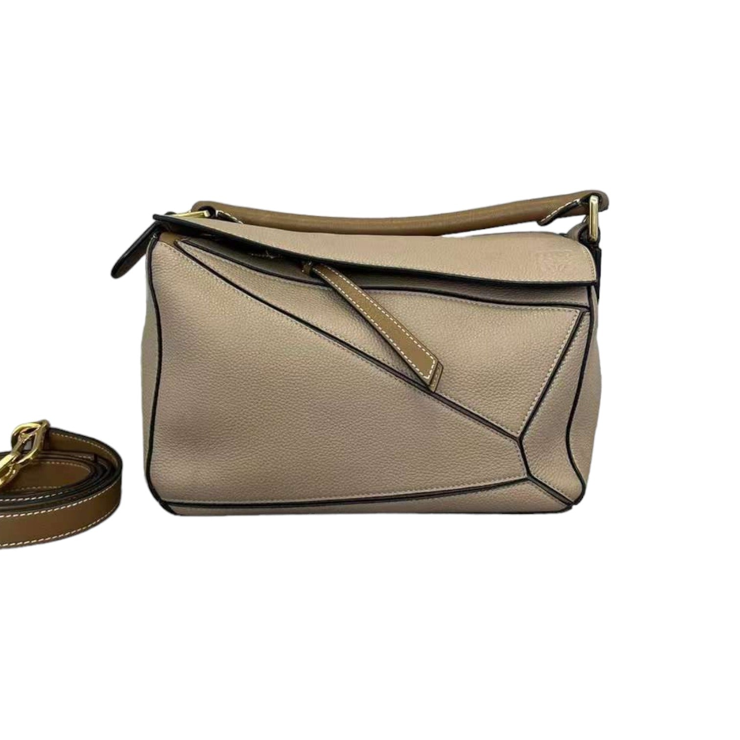 Loewe Grained Calfskin Small Puzzle Bag Sand Mink GHW – Bag Religion