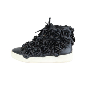 Camellia High Top Sneakers Calfskin Black Size 8